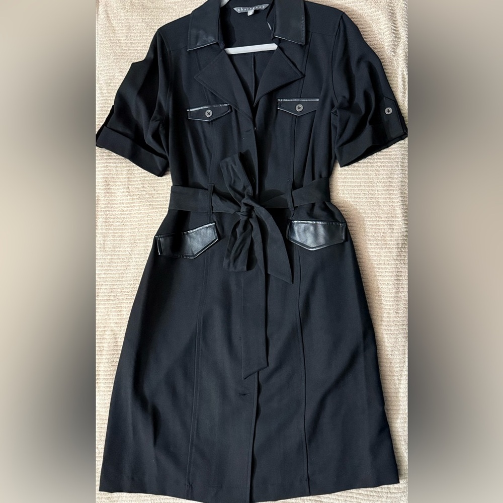 Chic Black Belted Asymmetrical Dress